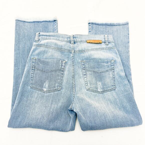 Marella Sport 318103852 Light Wash Straight Leg Denim Jeans Raw Hem Size 2 - Picture 5 of 9